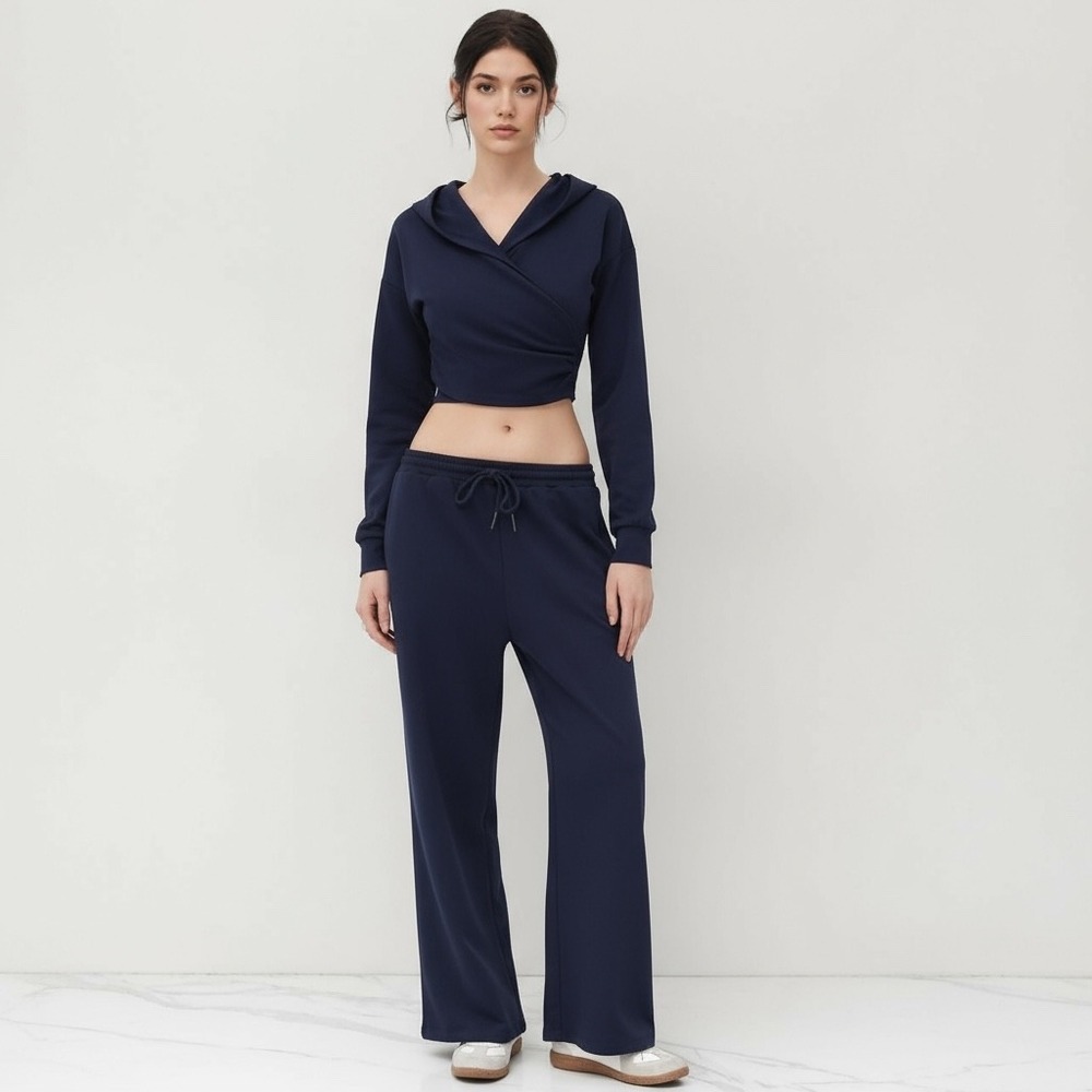 Cider Navy Blue Hoodie and Pants Lounge Set